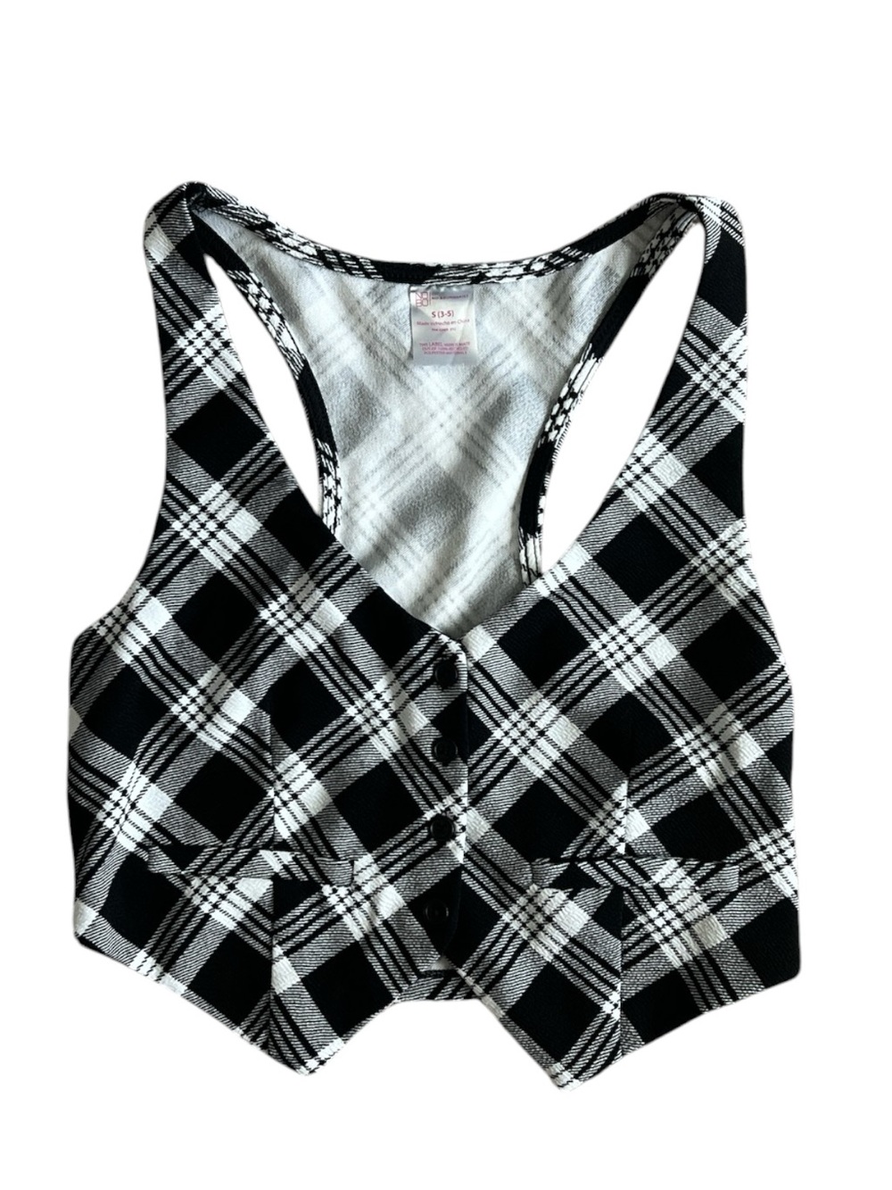 No Boundaries Black & White Plaid Women's Vest Size Small
